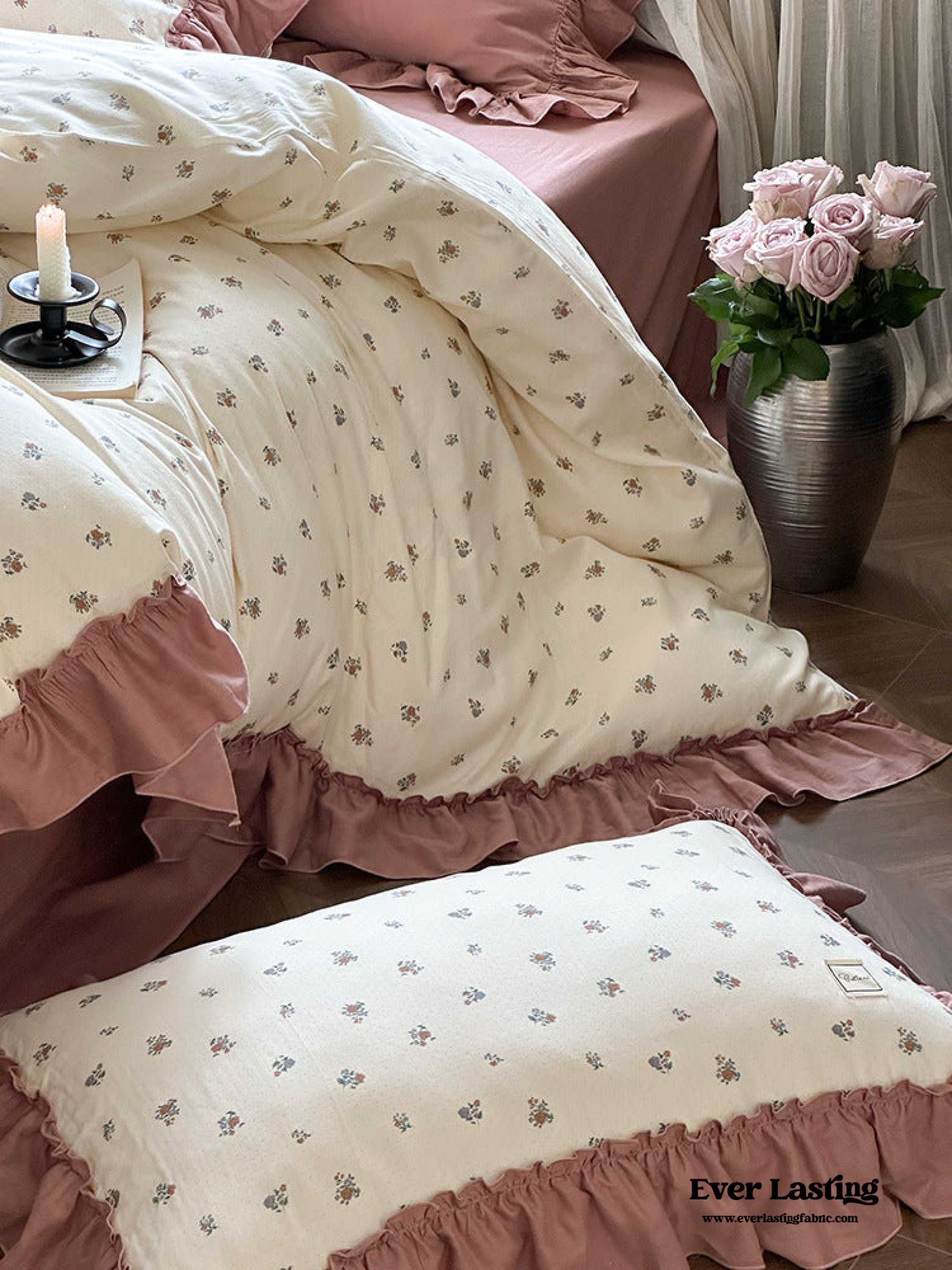 Vivienne Floral Double Gauze Bedding Set - Blush Pink