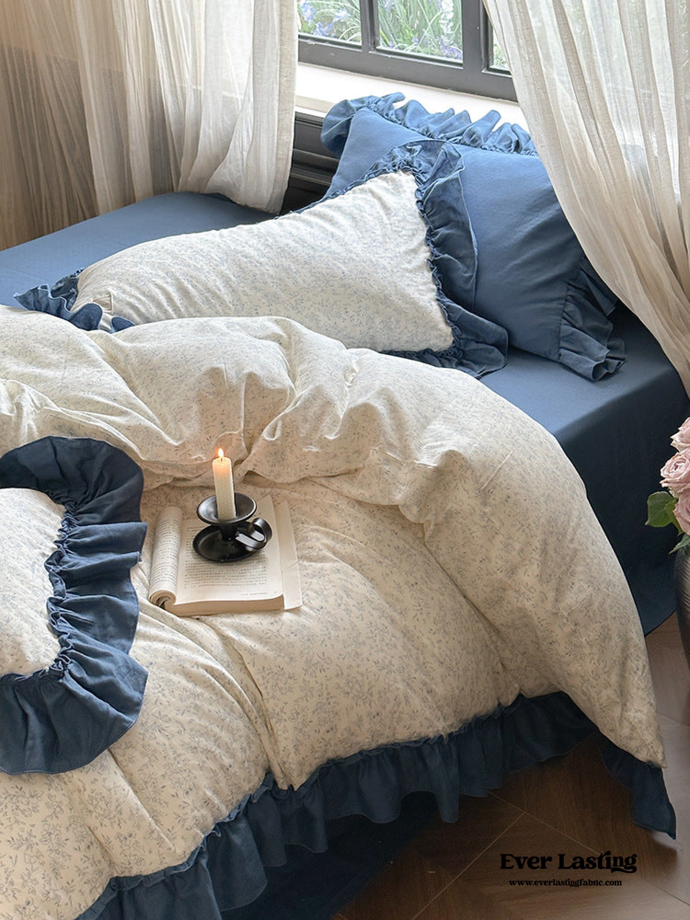 Vivienne Floral Double Gauze Bedding Set - Blush Pink