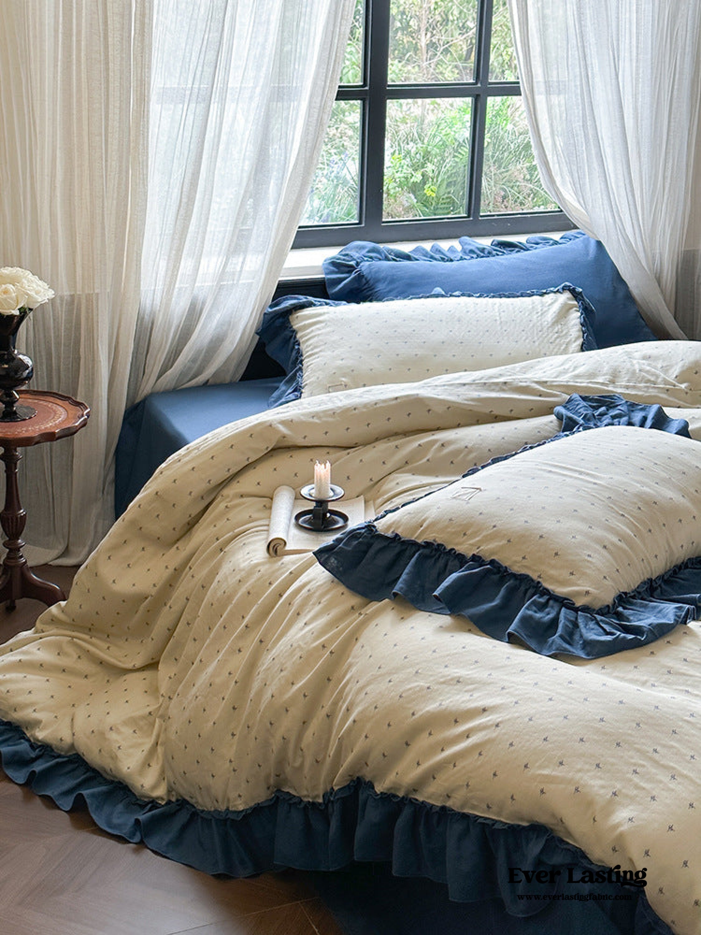Vivienne Floral Double Gauze Bedding Set - Blush Pink