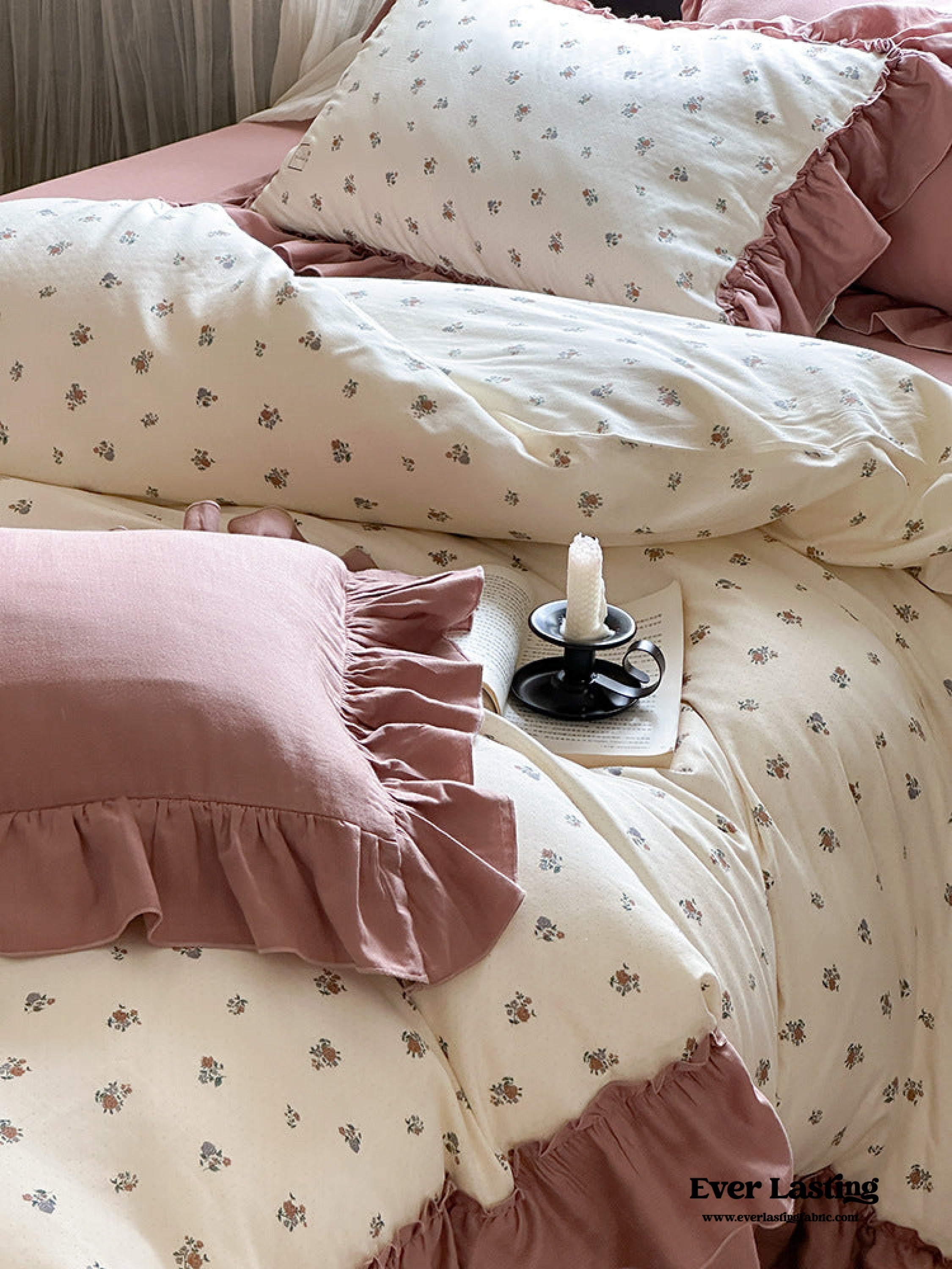 Vivienne Floral Double Gauze Bedding Set - Blush Pink