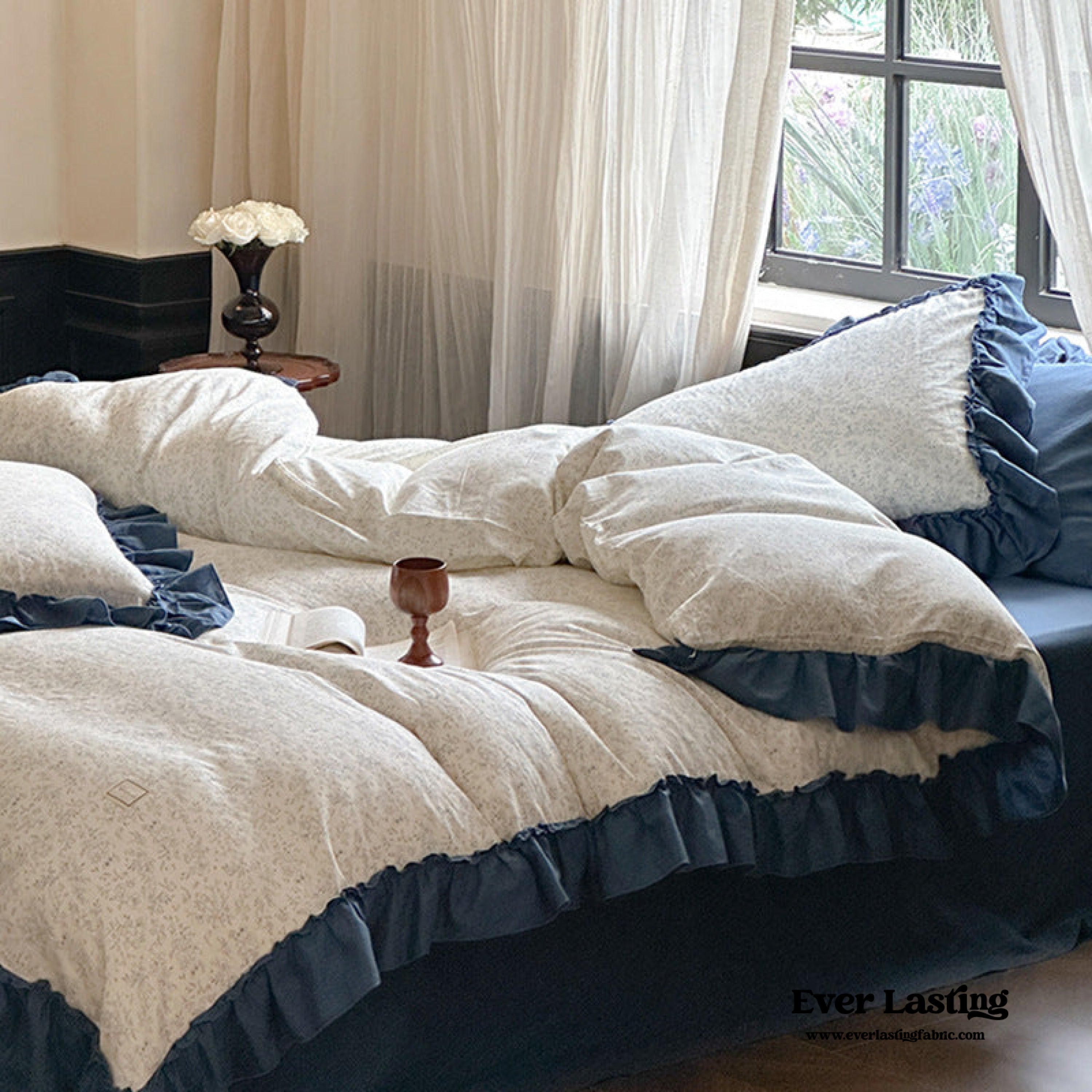 Vivienne Floral Double Gauze Bedding Set - Blush Pink