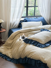 Vivienne Floral Double Gauze Bedding Set - Cobalt Blue