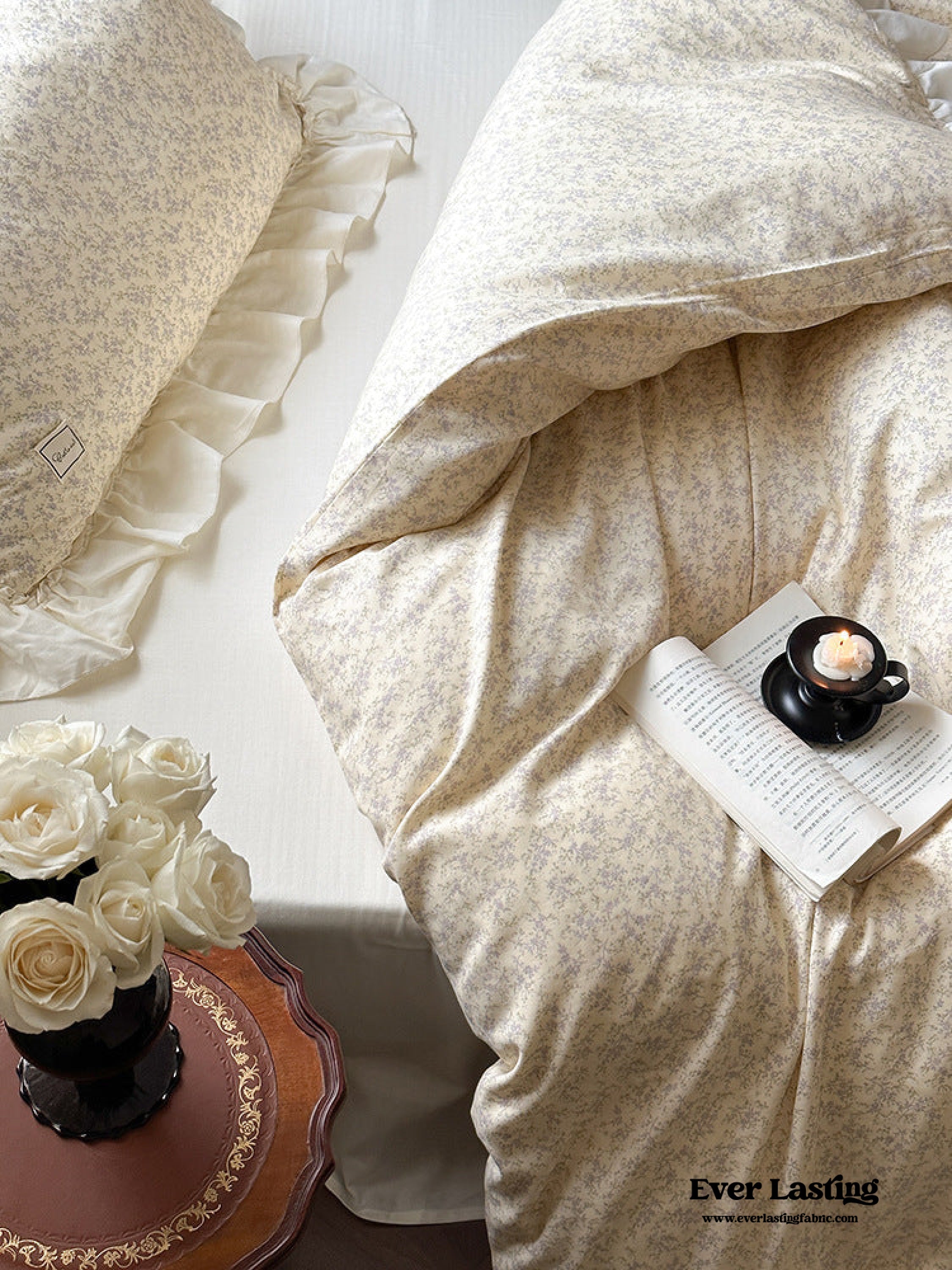 Vivienne Floral Double Gauze Bedding Set - Light Pink
