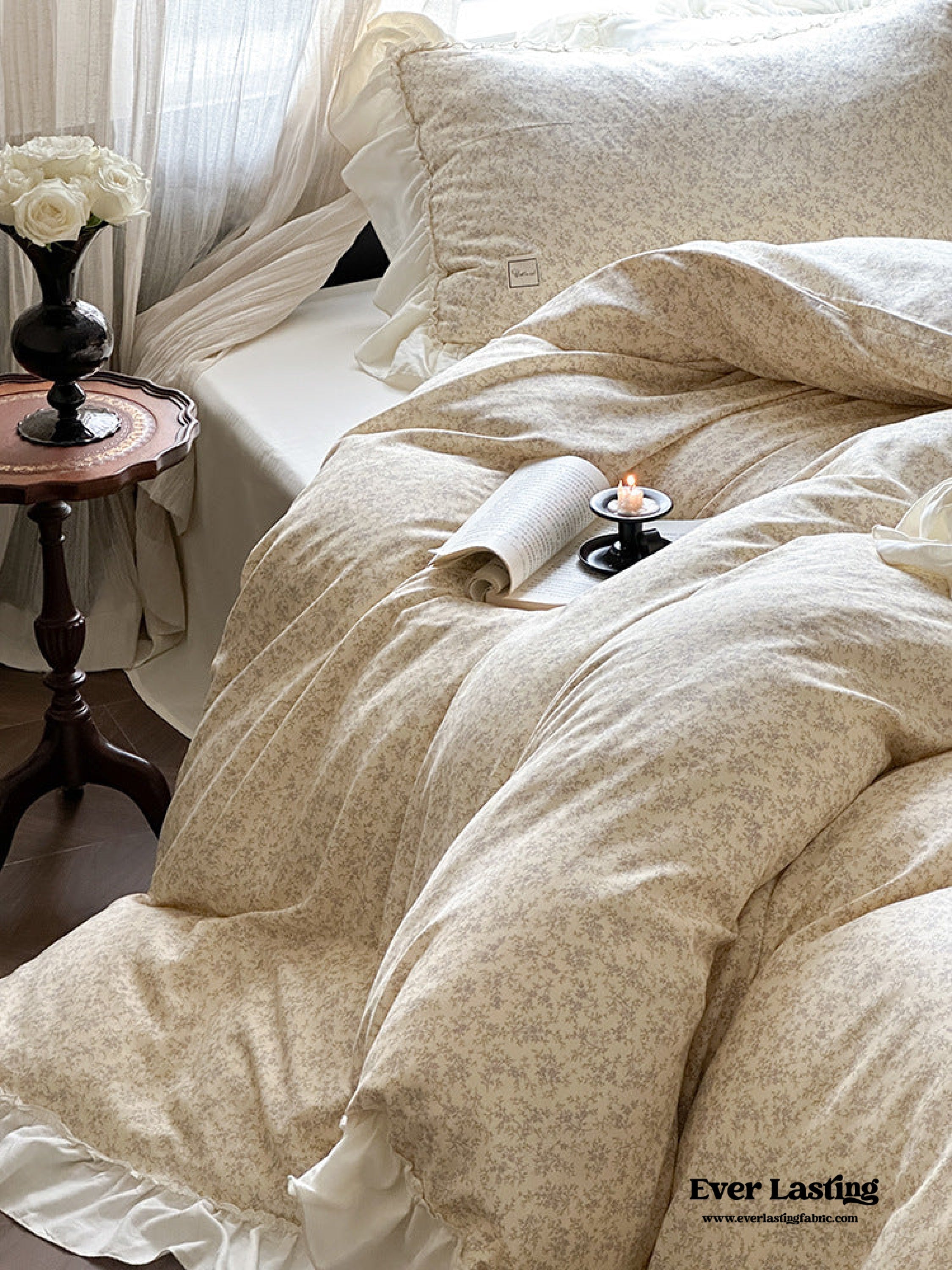 Vivienne Floral Double Gauze Bedding Set - Light Pink