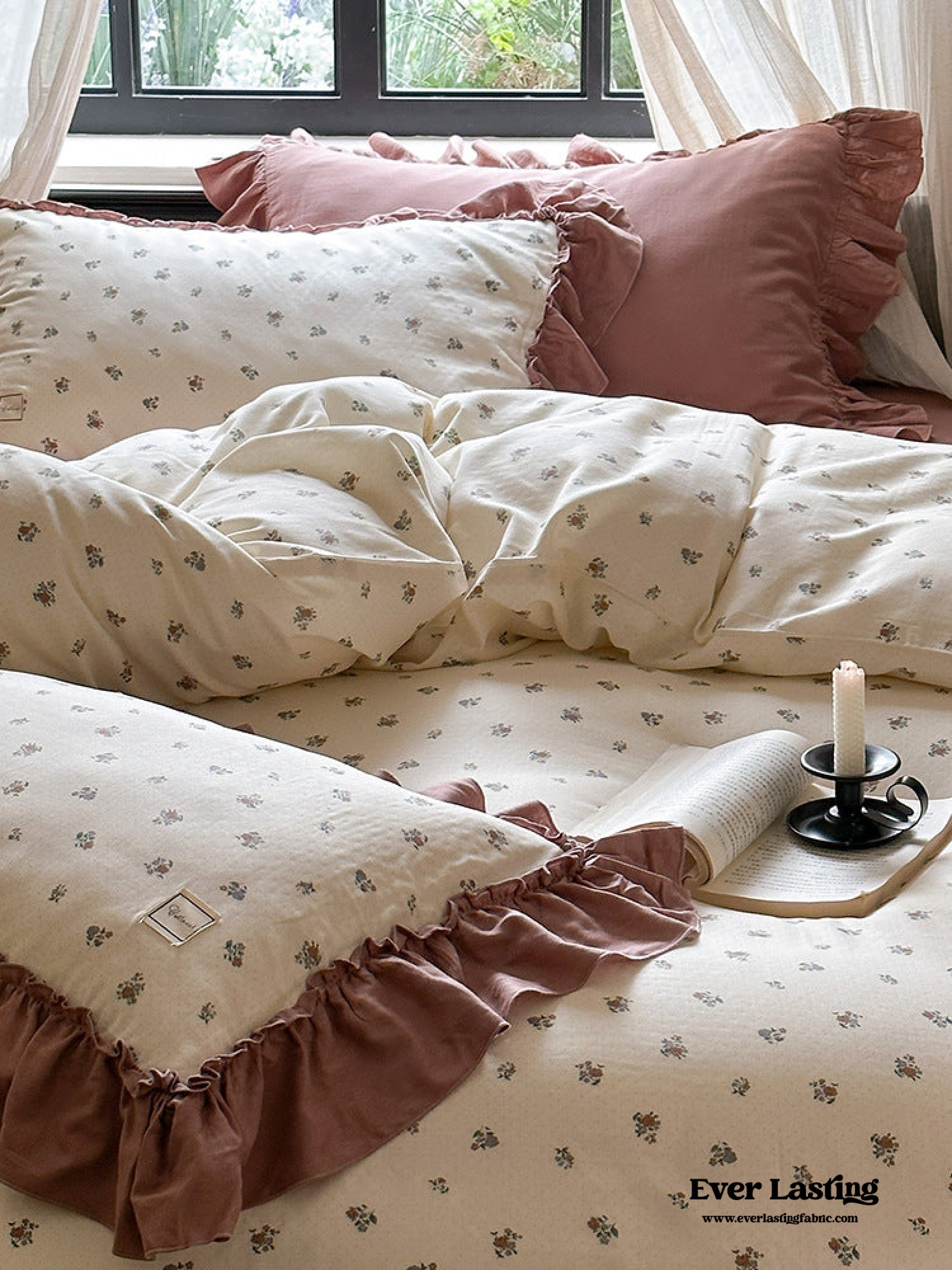Vivienne Floral Double Gauze Bedding Set - Light Pink