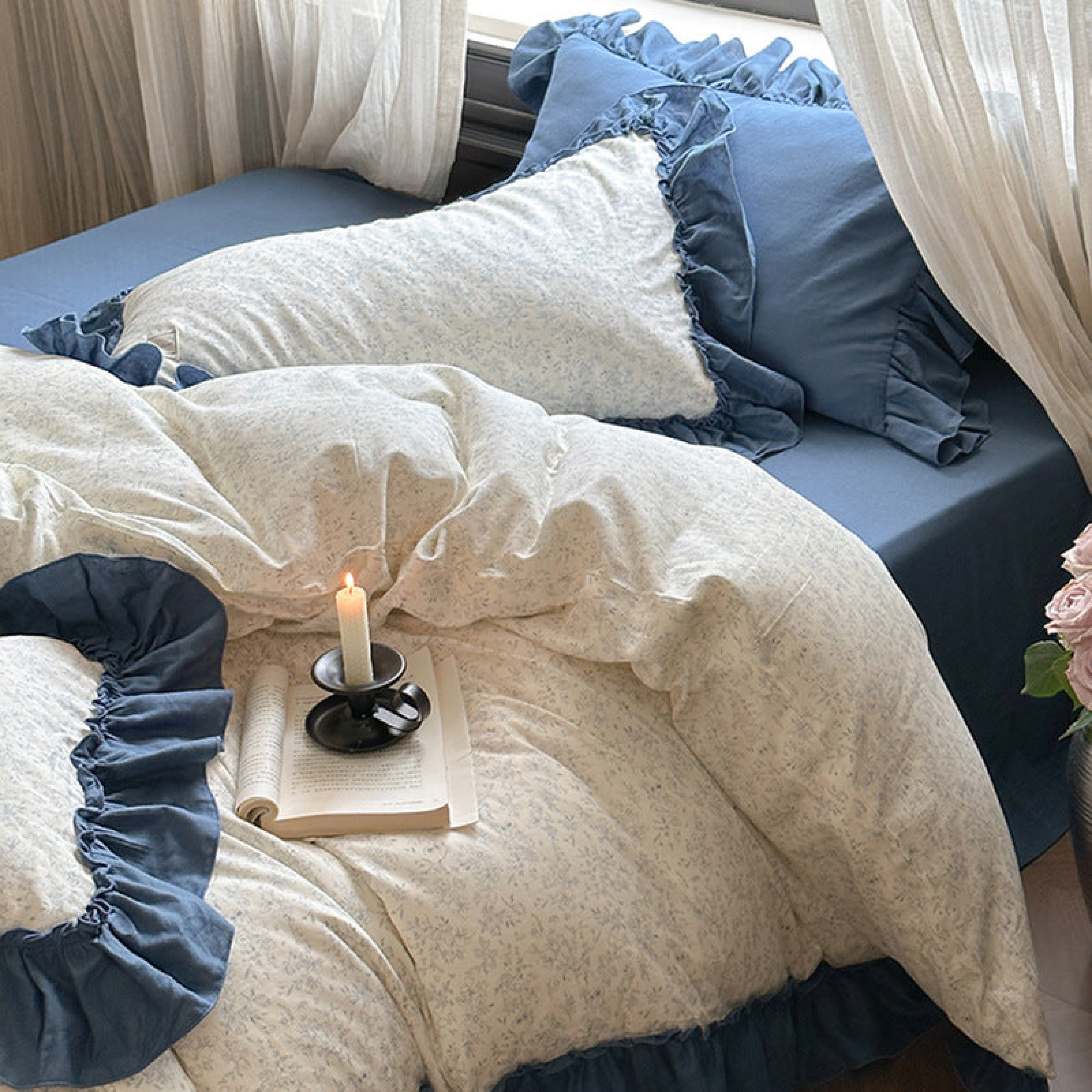 Vivienne Floral Double Gauze Bedding Set - Light Pink
