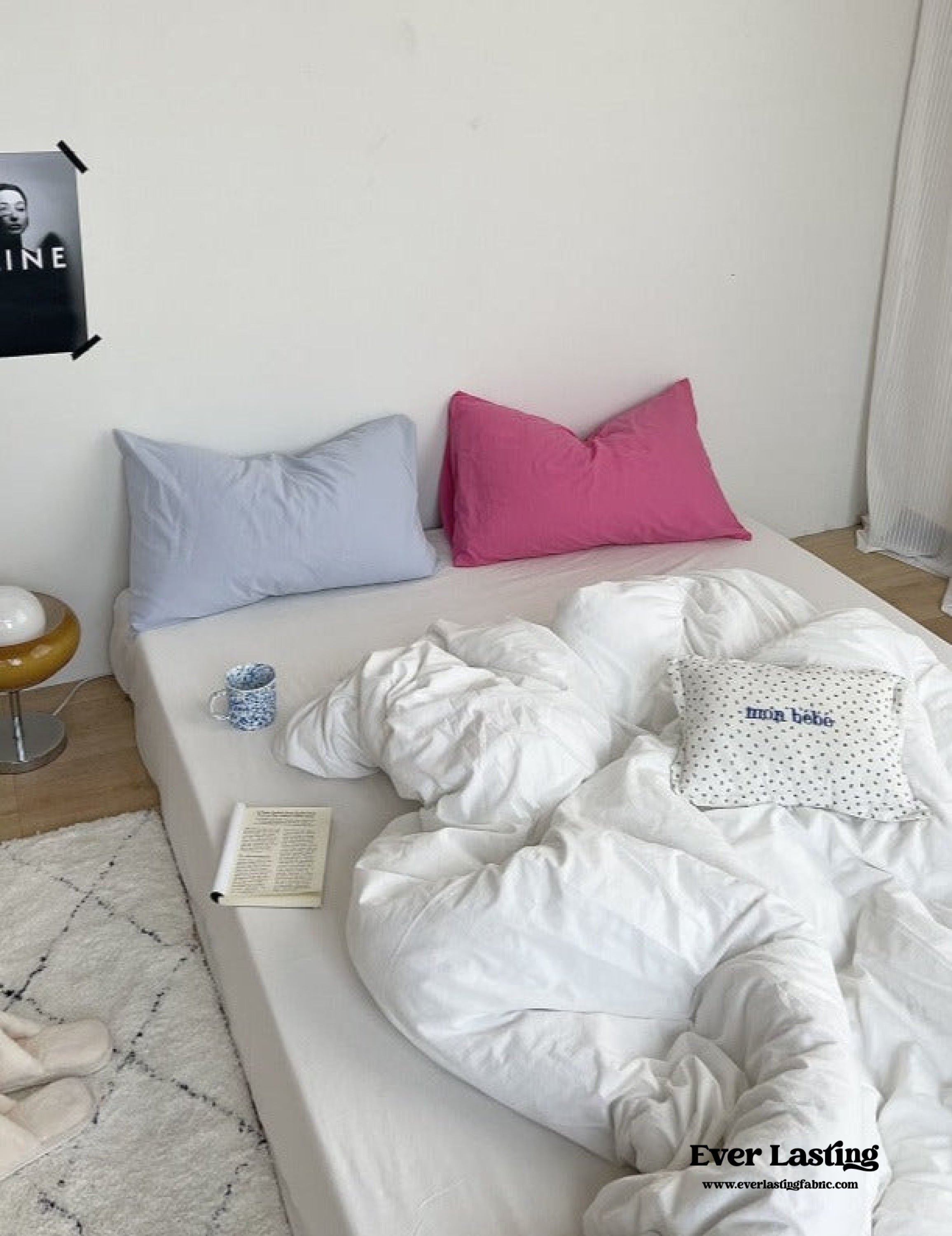Washed Cotton Bedding Set - White Mixed