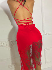 Vestido transparente sin espalda con tirantes 