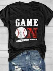 Juego de béisbol en la camiseta 