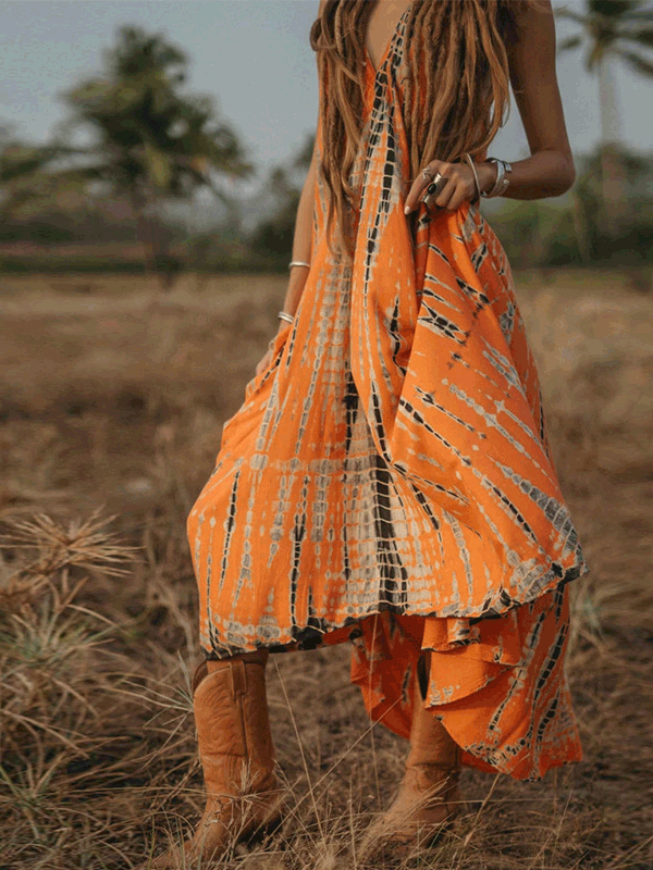 Bedrucktes Neckholder-Kleid mit freiem Rücken