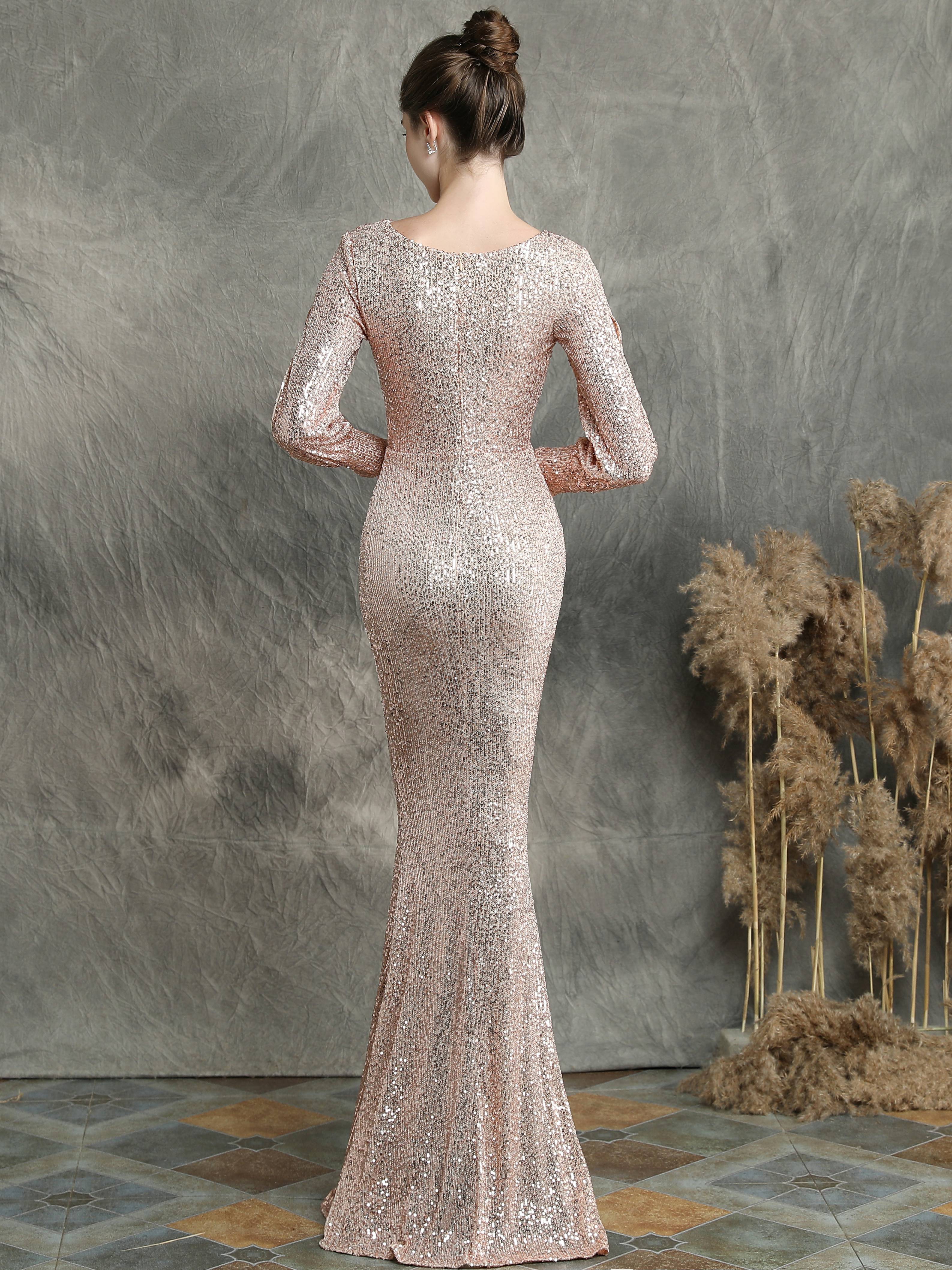 Elegant long sleeved evening dress