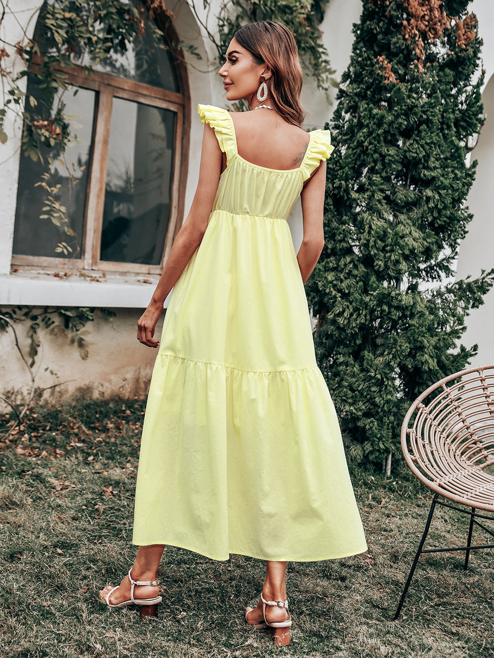 Ärmelloses, langes Swing-Kleid mit hoher Taille 