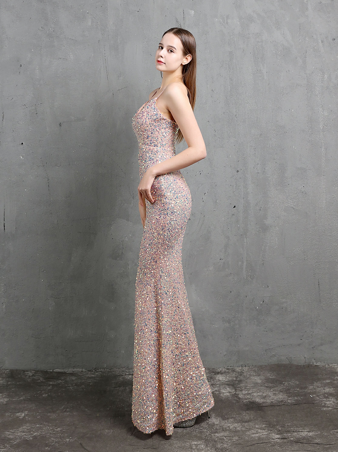 Colorful Sequin party evening dress