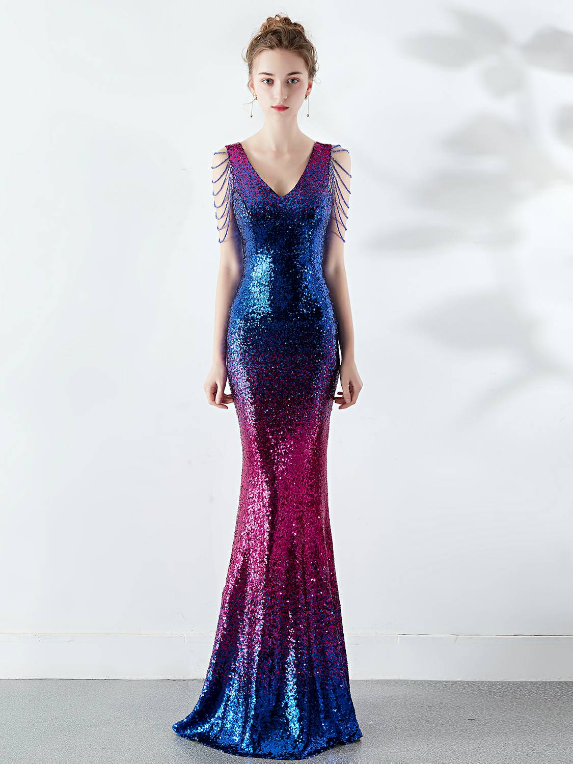 Gradient sexy evening dress