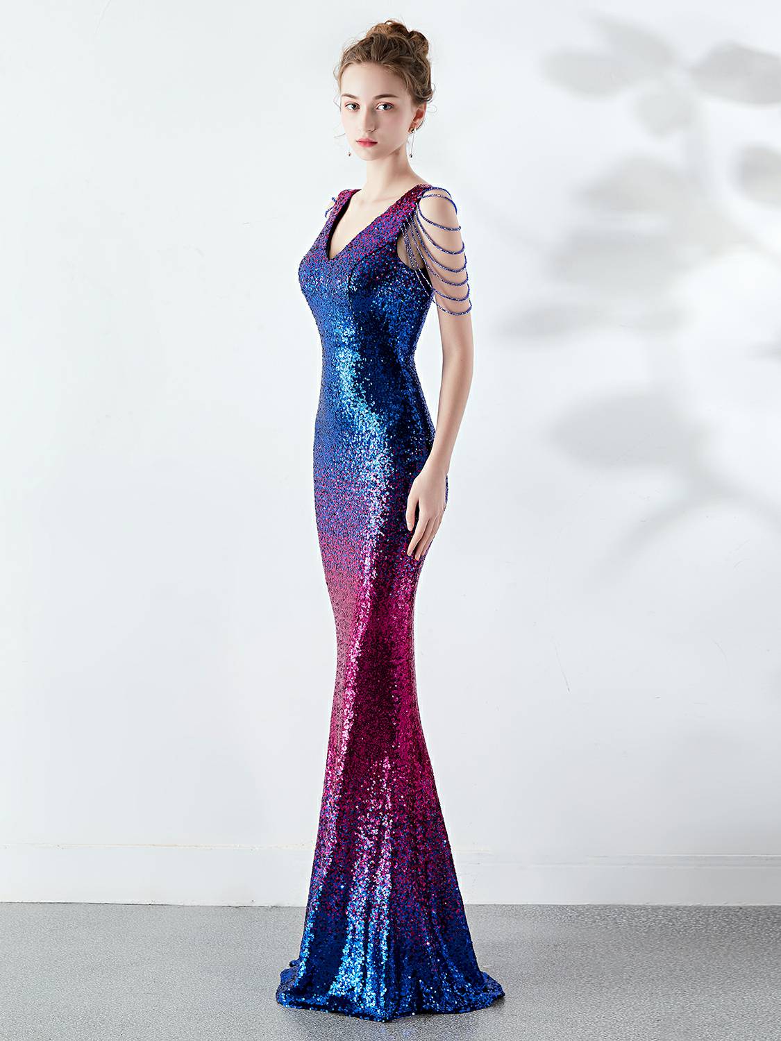 Gradient sexy evening dress