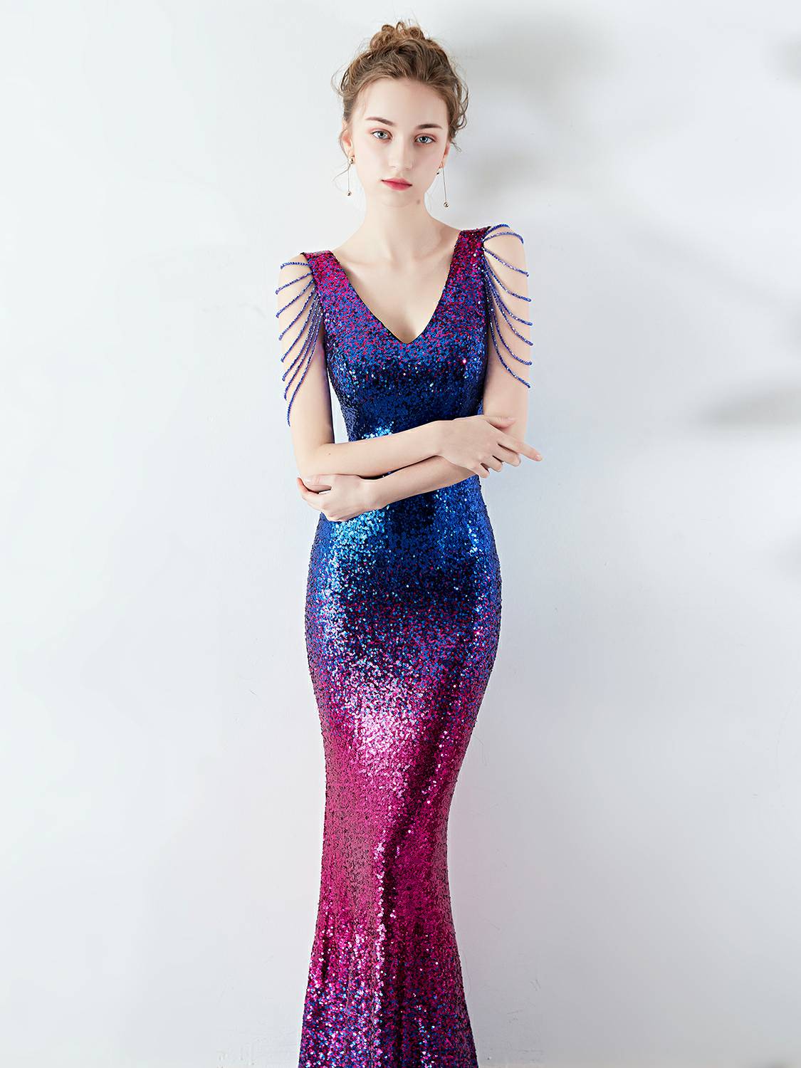 Gradient sexy evening dress