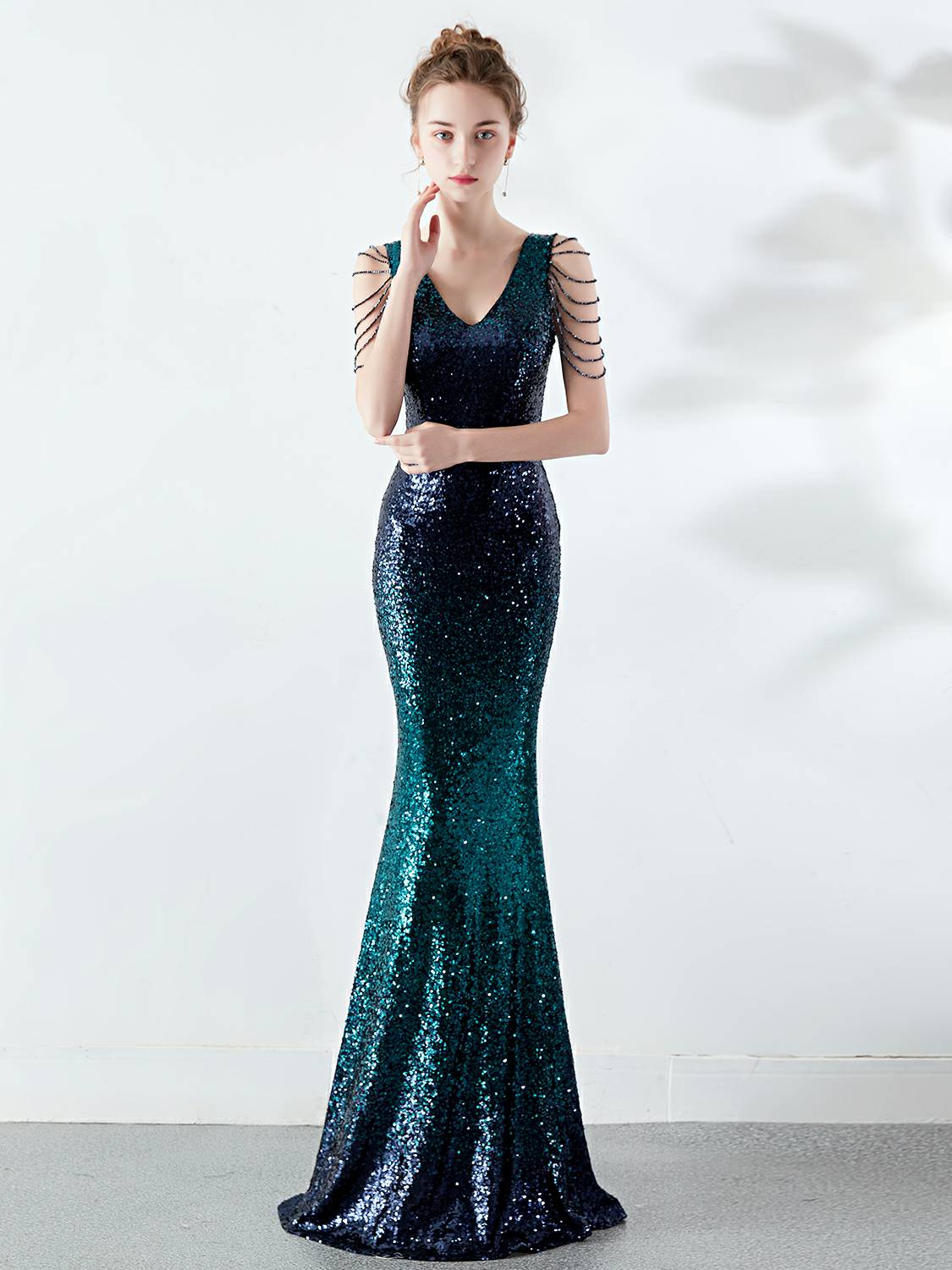 Gradient sexy evening dress