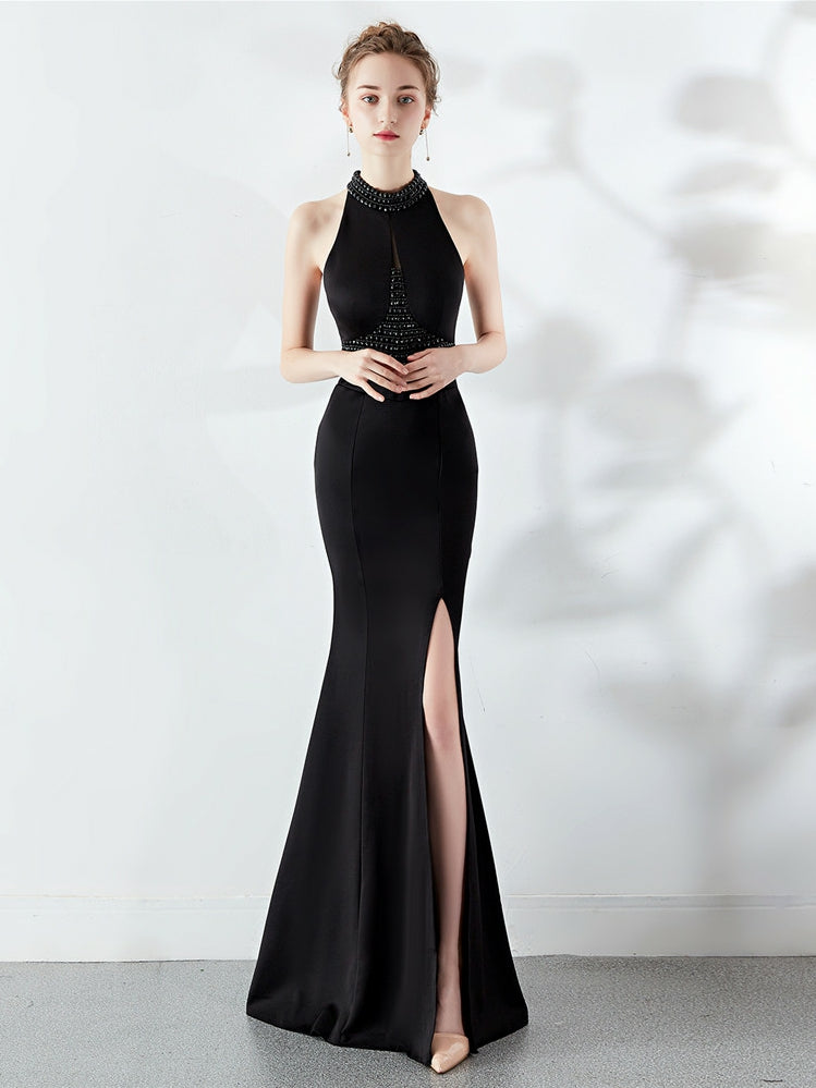 long style Halter evening dress