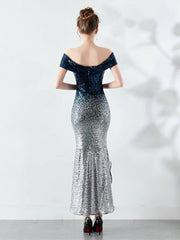 Gradient Beaded sexy evening dress