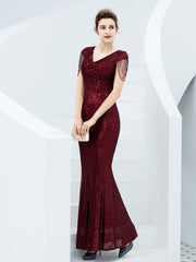 Elegant long fishtail slim evening dress