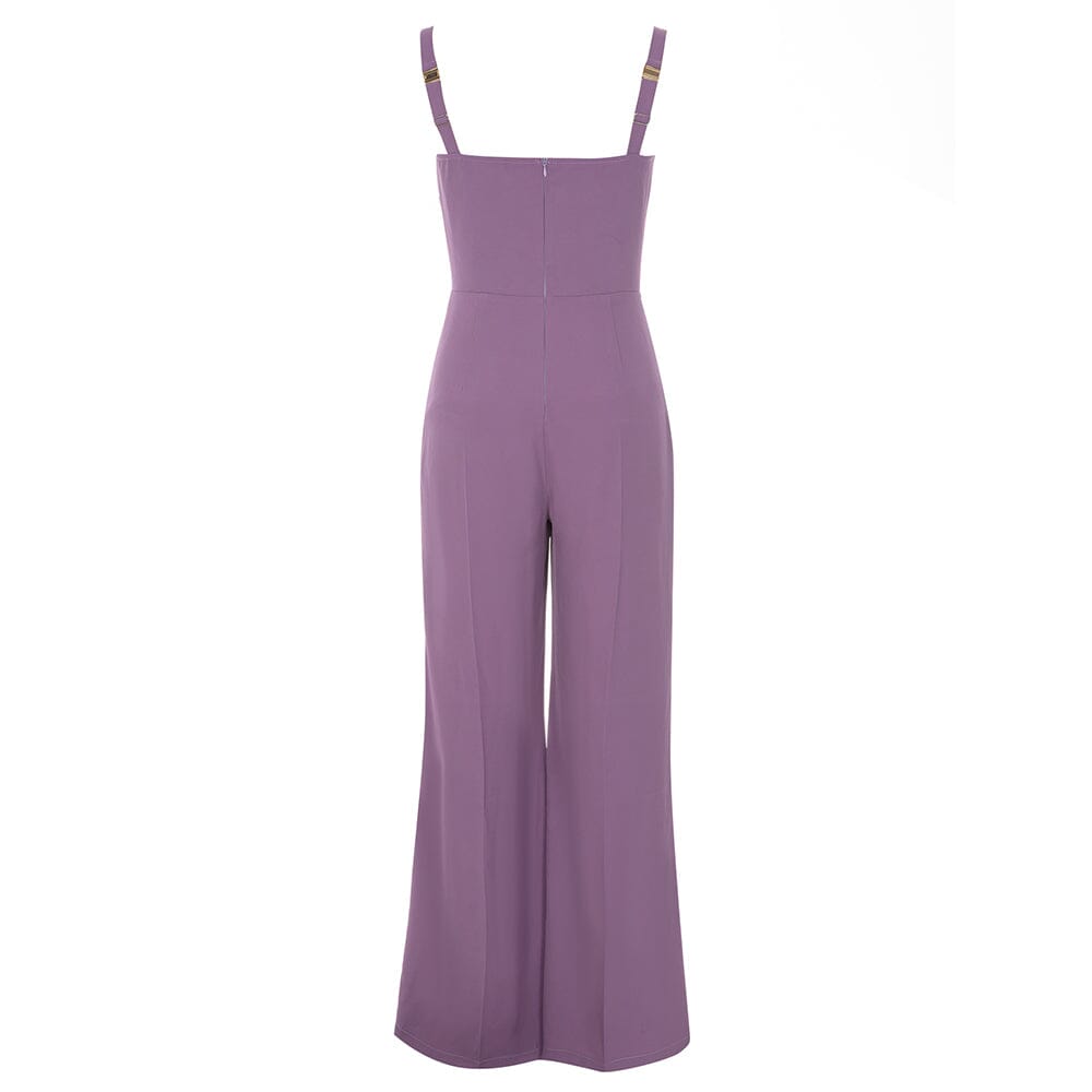 V Neck Diamond JumpSuit in Purple