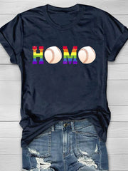 Baseball Homo Print Short Sleeve T-Shirt