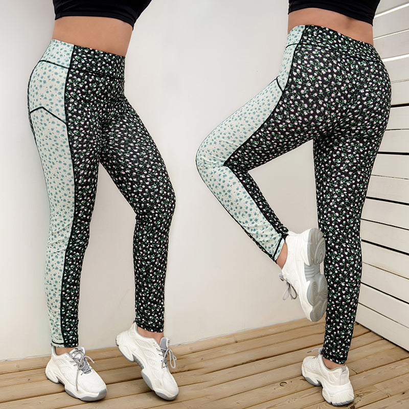 Women's hip-lifting printed gym clothes