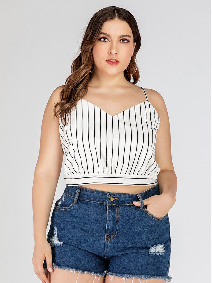 Black And White Stripes Tube Top Thin Suspender Top