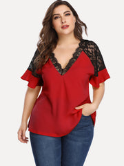 Contrast Lace Panel Top