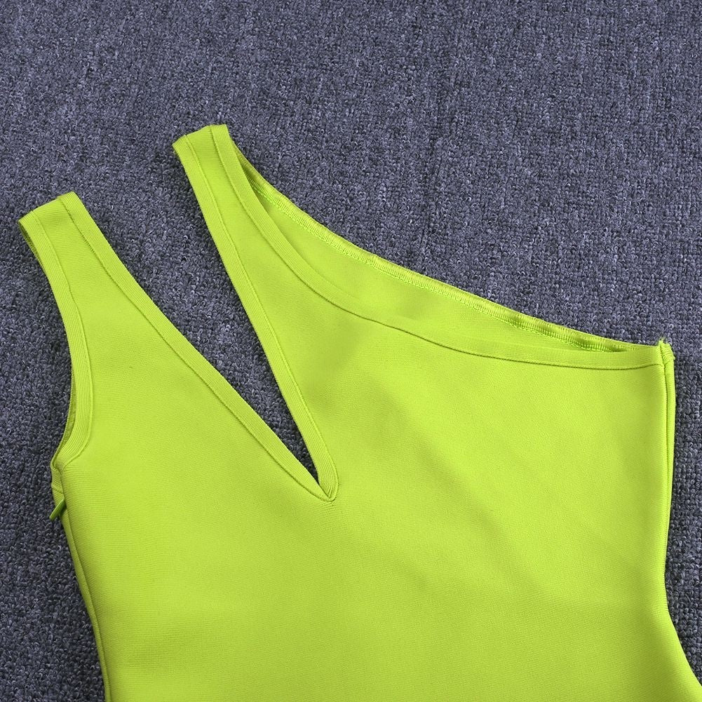 One Shoulder Sleeveless Asymmetrical Mini Bandage Dress PP19120