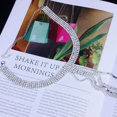 Long Full Diamond Claw Chain Multilayer Tassel Diamond Necklace XG2196