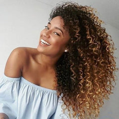 Small curly hair gradient color wig