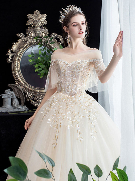Simple One-shoulder Trailing Wedding Dress
