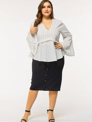 Slim Fit Blouse With Pullover V-neck