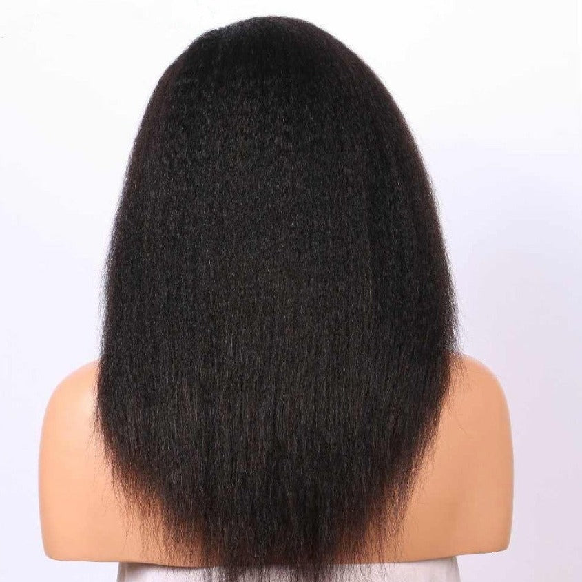 Black long straight hair fluffy natural wig