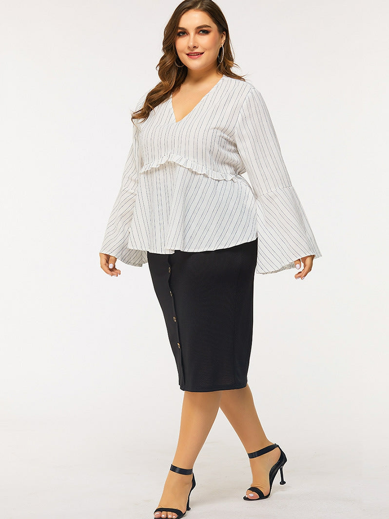 Slim Fit Blouse With Pullover V-neck