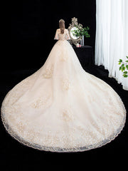 One word shoulder high waist cover pregnant belly wedding dress