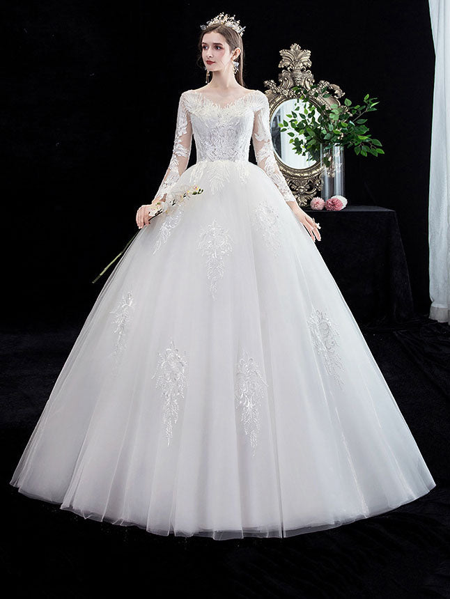 One-shoulder Simple and Slim Wedding Dress