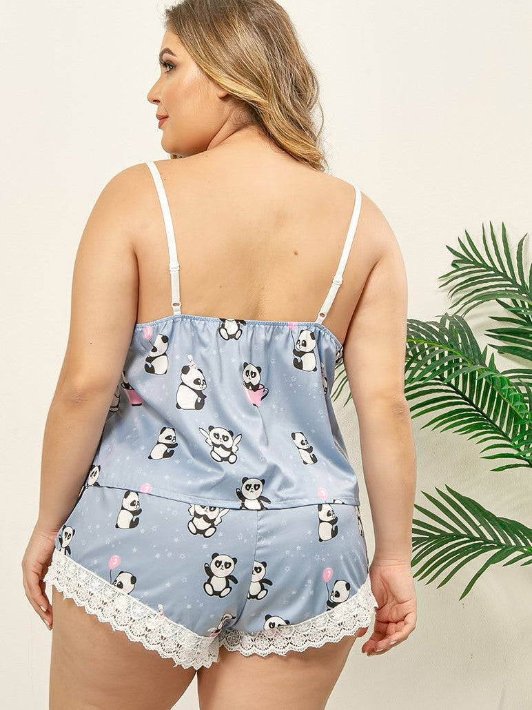 Printed Girl Cat Pajamas and Home Service Suit