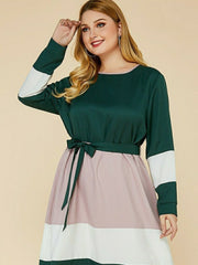 Round neck Color Block Dress