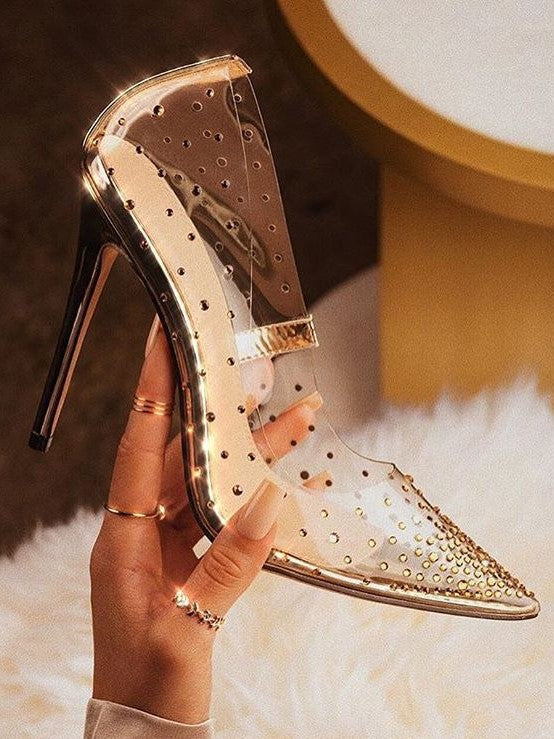 Diamond Pointed Toe Stiletto Women's High Heel Sandals