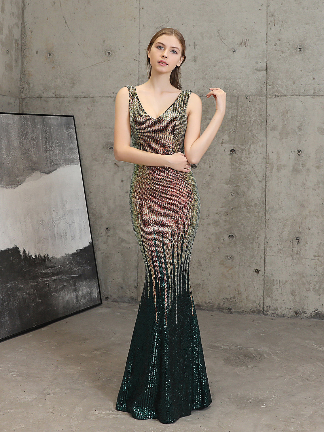 long fishtail evening dress