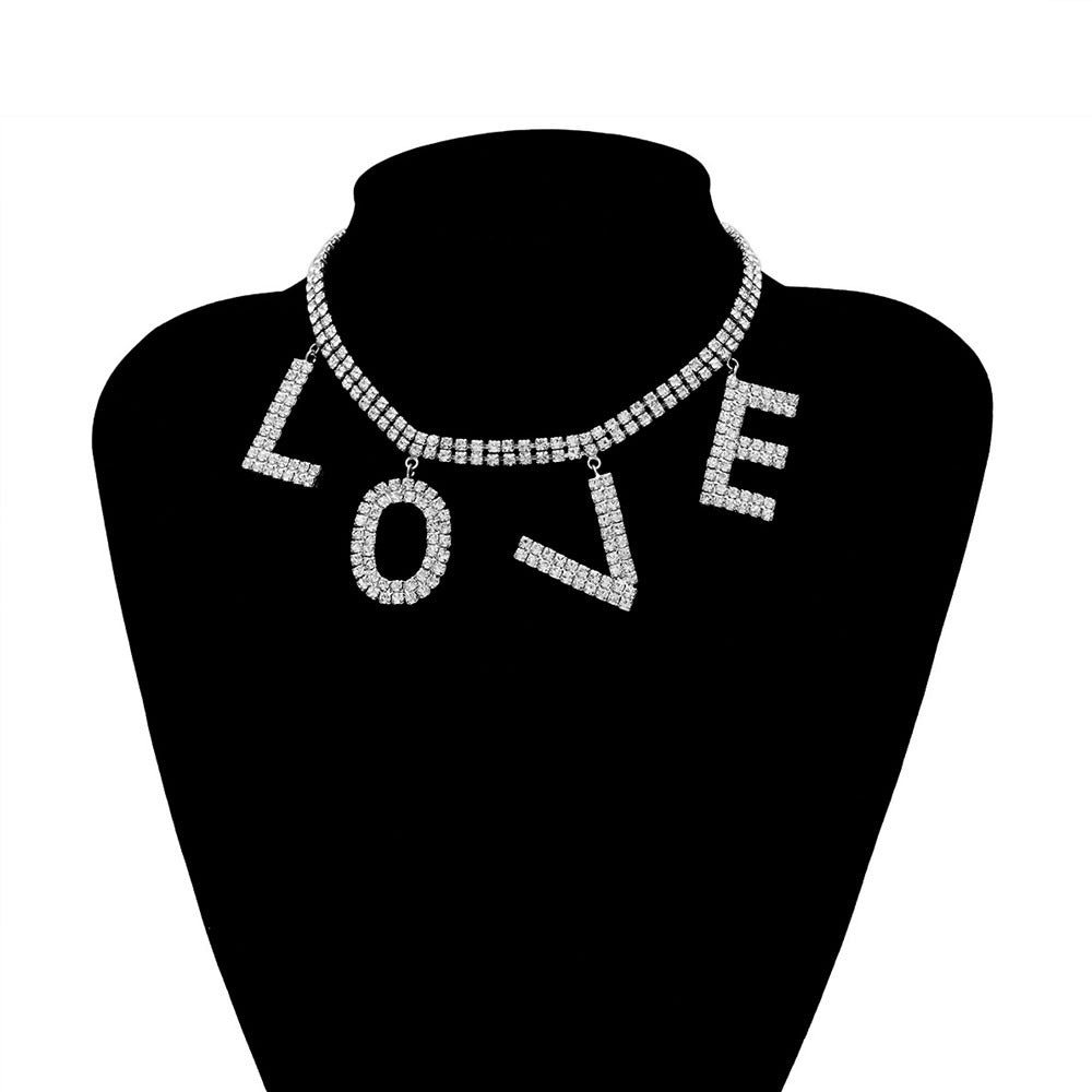 Collar personalizado con letras de diamantes de imitación "Love" (XG2112)