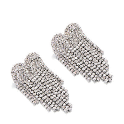 Exquisite Rhinestone Love Tassel Earrings XG2102