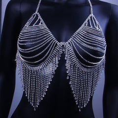 Rhinestone Shiny Tassel Nightclub Costume Body Chain XG2178(Suitable for all sizes)