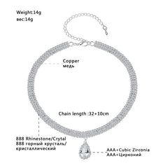 Mehrlagige Halskette mit funkelndem Diamantanhänger in Tropfenform XG2125