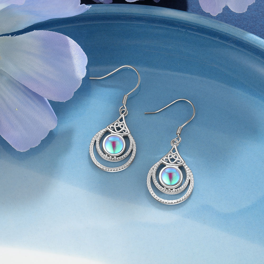 Moonstone sun and crescent earrings