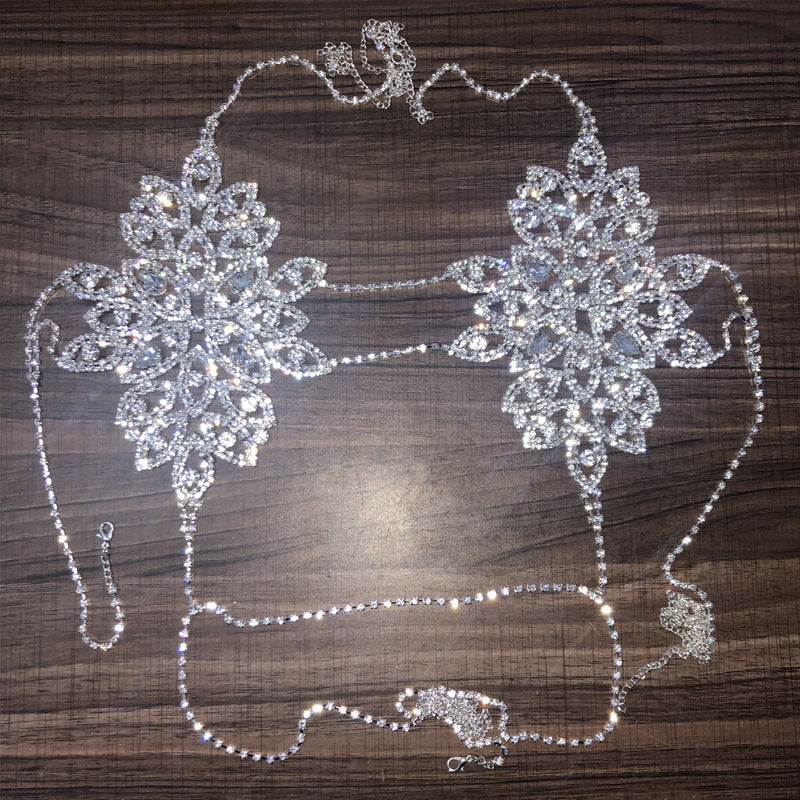 Exklusiv für Body Chain Strass-Blumen-BH und Höschen XG2179 (Passend für alle Größen)