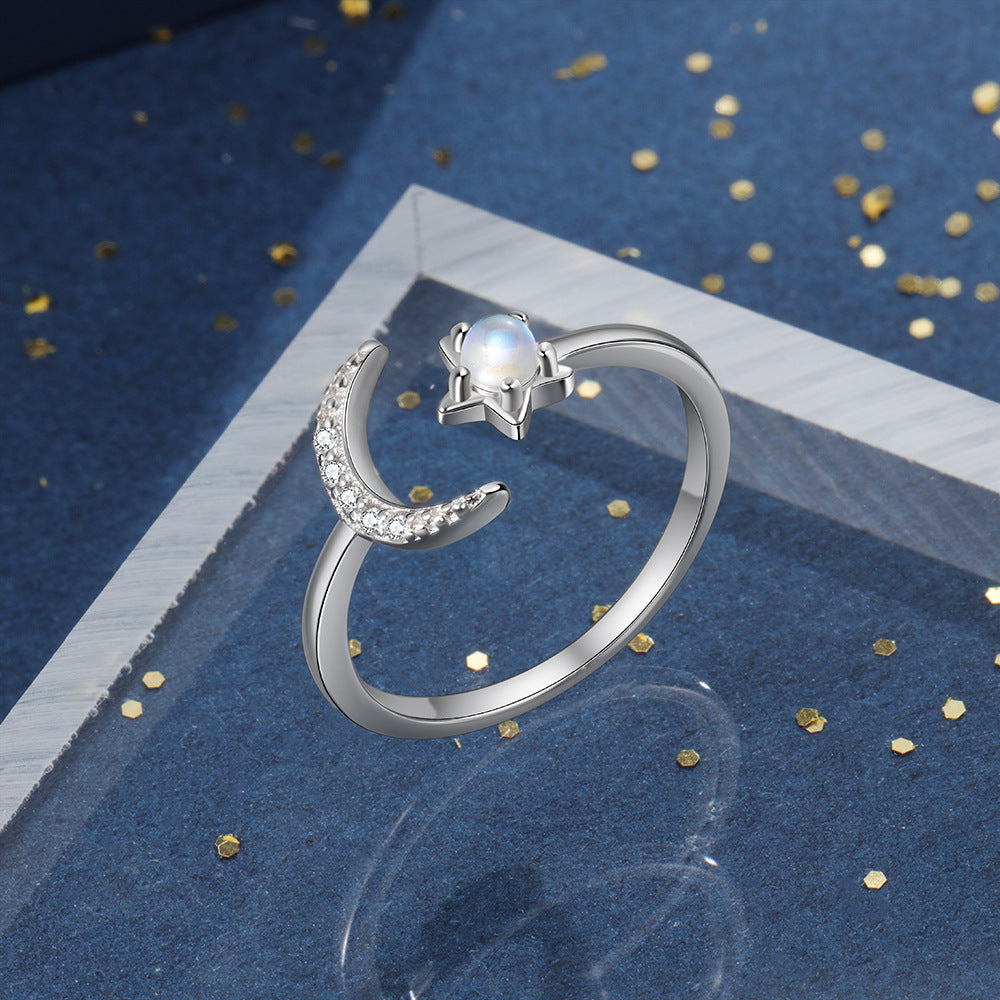 star and moon ring