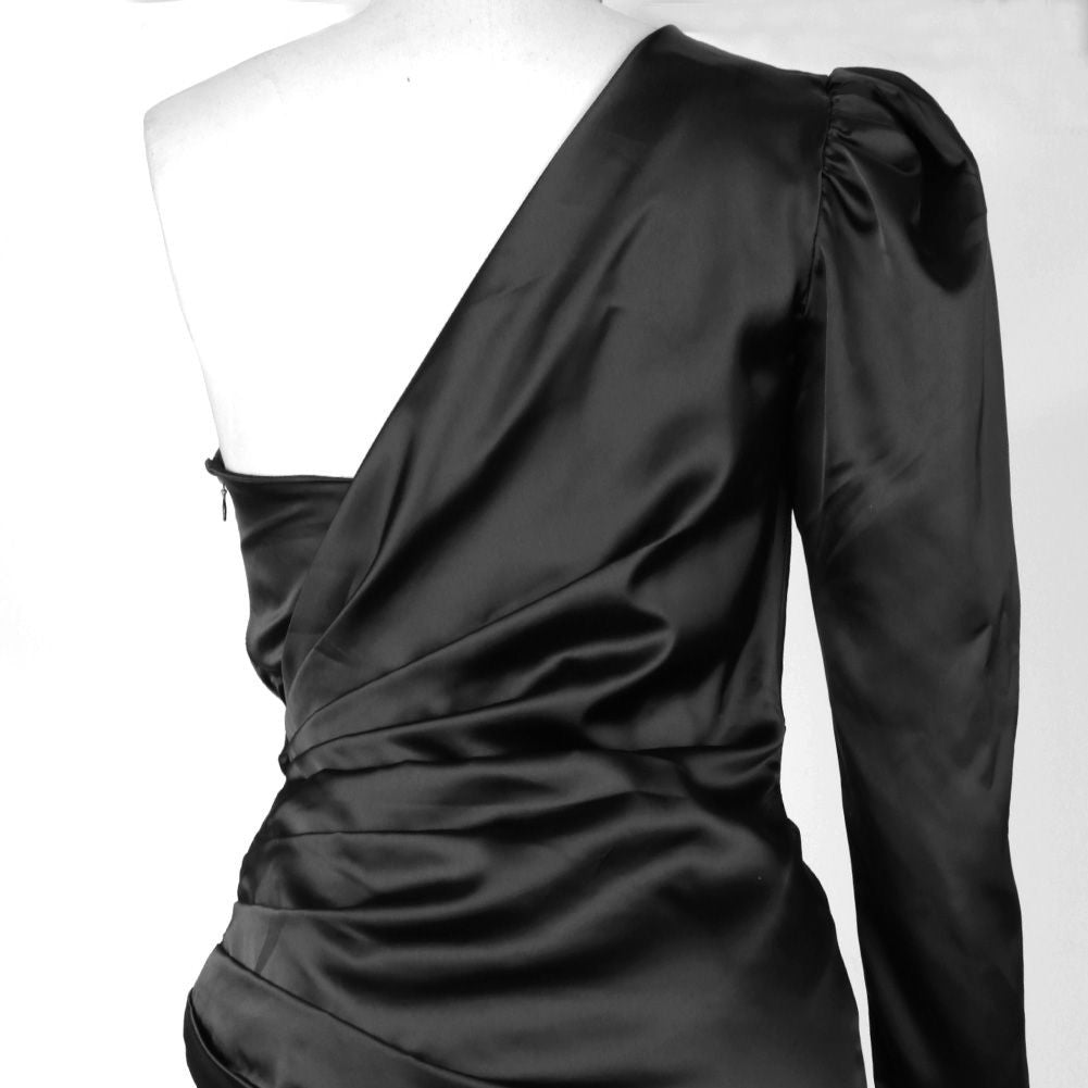 Vestido mini ajustado asimétrico de manga larga con un solo hombro HI1105